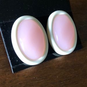 Vintage 80s Pink & Cream Earrings
